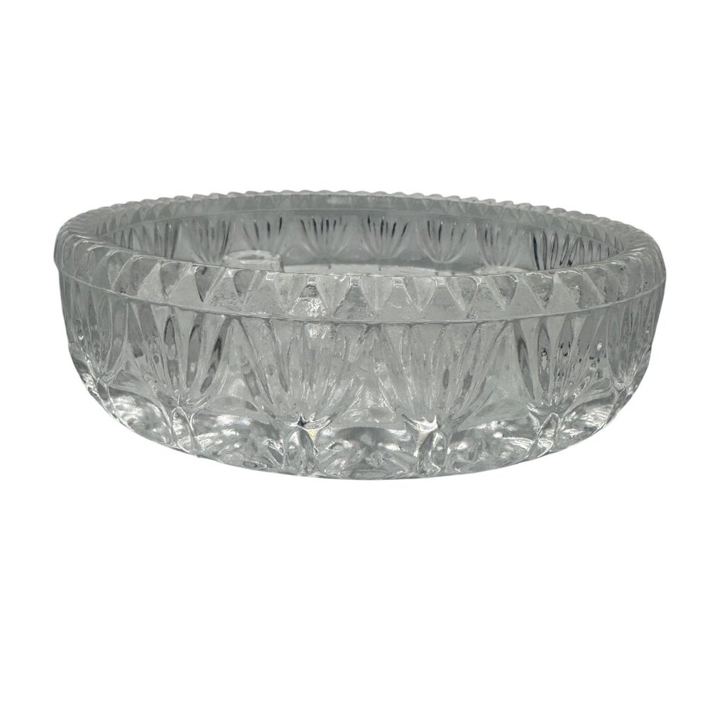 Princess House Fostoria 24% Crystal Cut Glass 3 Taper Candle Hold Dish 6" Dia